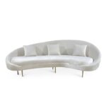 BEIGE CURVE GOLDEN LEGS 3 SEATER SOFA